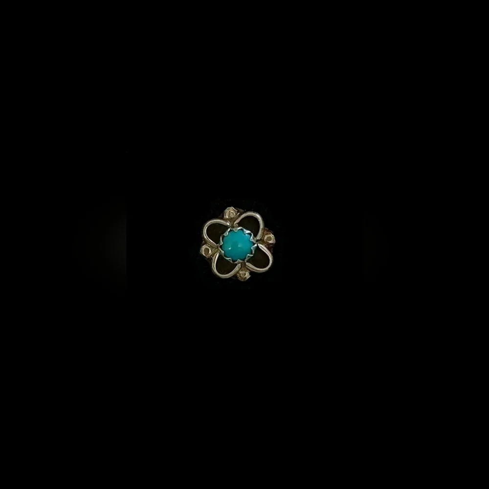 Sterling Silver and Turquoise Floral Single Stud Earring